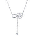 wholesale 925 Sterling Silver Elegant Silver Heart Moissanite Necklace With Brand Initials-0-1
