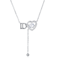 wholesale 925 Sterling Silver Elegant Silver Heart Moissanite Necklace With Brand Initials-0-0