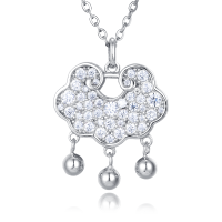 wholesale 925 Sterling Silver Elegant Moissanite Floral Pendant Necklace With Dangling Spheres-style