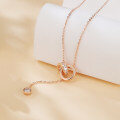 wholesale 925 Sterling Silver Elegant Rose Plated With Gold Interlocking Circles Moissanite Accent Necklace-0-5