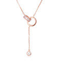 wholesale 925 Sterling Silver Elegant Rose Plated With Gold Interlocking Circles Moissanite Accent Necklace-0-1