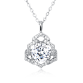 wholesale 925 Sterling Silver Elegant Moissanite Pendant Necklace: Timeless Luxury In Geometric Design-0-0