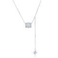 wholesale 925 Sterling Silver **elegant Moissanite Square Pendant Necklace With Dangling Charms – Timeless Luxury Jewelry**-0-1