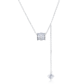 wholesale 925 Sterling Silver **elegant Moissanite Square Pendant Necklace With Dangling Charms – Timeless Luxury Jewelry**-0-0