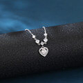 wholesale 925 Sterling Silver Elegant Silver Heart Moissanite Necklace With Sparkling Accents-0-5