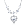 wholesale 925 Sterling Silver Elegant Silver Heart Moissanite Necklace With Sparkling Accents-0-3