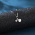 wholesale 925 Sterling Silver Elegant Moissanite Ribbon Necklace With Silver Chain And Sparkling Leaf Accents-0-5