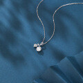 wholesale 925 Sterling Silver Elegant Moissanite Ribbon Necklace With Silver Chain And Sparkling Leaf Accents-0-4