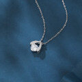 wholesale 925 Sterling Silver Elegant Moissanite Pendant Necklace In Plated with White Gold – Timeless Luxury Jewelry-0-4