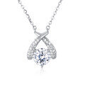 wholesale 925 Sterling Silver Elegant Moissanite Pendant Necklace In Plated with White Gold – Timeless Luxury Jewelry-0-1