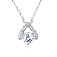 wholesale 925 Sterling Silver Elegant Moissanite Pendant Necklace In Plated with White Gold – Timeless Luxury Jewelry-style