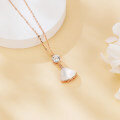 wholesale 925 Sterling Silver Rose Gold Moissanite Pendant Necklace With Pearl Cone Charm-0-1