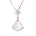 wholesale 925 Sterling Silver Rose Gold Moissanite Pendant Necklace With Pearl Cone Charm-0-0