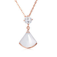 wholesale 925 Sterling Silver Rose Gold Moissanite Pendant Necklace With Pearl Cone Charm-
