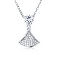 wholesale 925 Sterling Silver Elegant Moissanite Fan Pendant Necklace-0-3