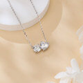 wholesale 925 Sterling Silver Elegant Double Moissanite Pendant Necklace In Plated with White Gold-0-4