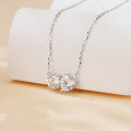 wholesale 925 Sterling Silver Elegant Double Moissanite Pendant Necklace In Plated with White Gold-0-3