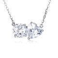 wholesale 925 Sterling Silver Elegant Double Moissanite Pendant Necklace In Plated with White Gold-0-1