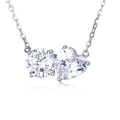 wholesale 925 Sterling Silver Elegant Double Moissanite Pendant Necklace In Plated with White Gold-0-0