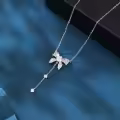 wholesale 925 Sterling Silver Elegant Moissanite Floral Necklace With Dangling Charm-0-4
