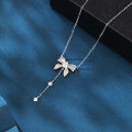 wholesale 925 Sterling Silver Elegant Moissanite Floral Necklace With Dangling Charm-0-5