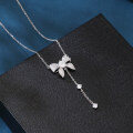 wholesale 925 Sterling Silver Elegant Moissanite Floral Necklace With Dangling Charm-0-4