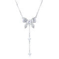 wholesale 925 Sterling Silver Elegant Moissanite Floral Necklace With Dangling Charm-0-1