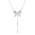 wholesale 925 Sterling Silver Elegant Moissanite Floral Necklace With Dangling Charm-0-0