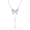 wholesale 925 Sterling Silver Elegant Moissanite Floral Necklace With Dangling Charm-0-0