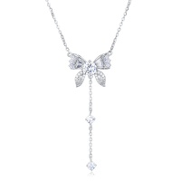 wholesale 925 Sterling Silver Elegant Moissanite Floral Necklace With Dangling Charm-style