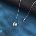 wholesale 925 Sterling Silver Celestial Elegance Moon & Star Moissanite Necklace-0-4
