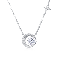 wholesale 925 Sterling Silver Celestial Elegance Moon & Star Moissanite Necklace-style