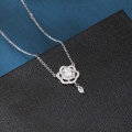 wholesale 925 Sterling Silver Elegant Floral Moissanite Necklace With Sparkling Silver Chain And Teardrop Pendant-0-5
