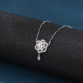 wholesale 925 Sterling Silver Elegant Floral Moissanite Necklace With Sparkling Silver Chain And Teardrop Pendant-0-4