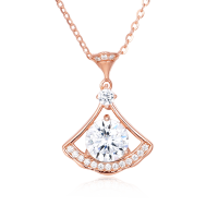 wholesale 925 Sterling Silver Rose Plated With Gold Moissanite Fan Pendant Necklace: Timeless Elegance Meets Modern Design-style