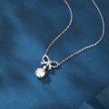 wholesale 925 Sterling Silver Elegant Moissanite Bow Necklace With Triple Drop Design-0-5
