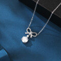 wholesale 925 Sterling Silver Elegant Moissanite Bow Necklace With Triple Drop Design-0-4