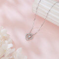 wholesale 925 Sterling Silver Elegant Heart-shaped Moissanite Floral Pendant With Delicate Silver Chain Necklace-0-4