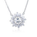 wholesale 925 Sterling Silver Elegant Moissanite Sunburst Pendant Necklace | Luxury Jewelry Masterpiece-0-1