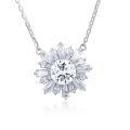 wholesale 925 Sterling Silver Elegant Moissanite Sunburst Pendant Necklace | Luxury Jewelry Masterpiece-0-0
