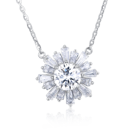 wholesale 925 Sterling Silver Elegant Moissanite Sunburst Pendant Necklace | Luxury Jewelry Masterpiece-style