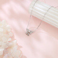 wholesale 925 Sterling Silver Elegant Moissanite Bow Necklace With Triple Bell Charms-0-5