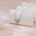 wholesale 925 Sterling Silver Elegant Moissanite Bow Necklace With Triple Bell Charms-0-4