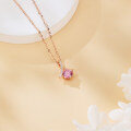 wholesale 925 Sterling Silver Rose Plated With Gold Necklace With Pink Sapphire And Moissanite Accents-0-5