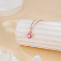 wholesale 925 Sterling Silver Rose Plated With Gold Necklace With Pink Sapphire And Moissanite Accents-0-4