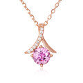 wholesale 925 Sterling Silver Rose Plated With Gold Necklace With Pink Sapphire And Moissanite Accents-0-1