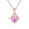 wholesale 925 Sterling Silver Rose Plated With Gold Necklace With Pink Sapphire And Moissanite Accents-0-0