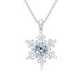 wholesale 925 Sterling Silver Elegant Snowflake Moissanite Pendant Necklace In Sterling Silver-0-0