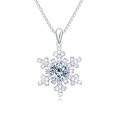 wholesale 925 Sterling Silver Elegant Snowflake Moissanite Pendant Necklace In Sterling Silver-0-5