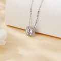 wholesale 925 Sterling Silver Elegant Solitaire Moissanite Necklace With Halo Setting-0-4